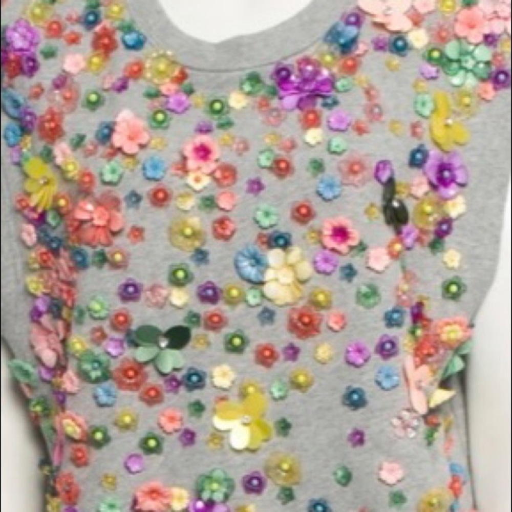 MSGM grey floral embellished sleeveless sweatshirt. - Picture 5 of 6